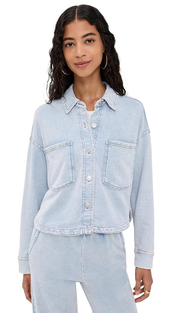 Z SUPPLY Women's All Day Cropped Knit Denim Jacket, Washed Z SUPPLY Women's All Day Cropped Knit Denim Jacket, Washed